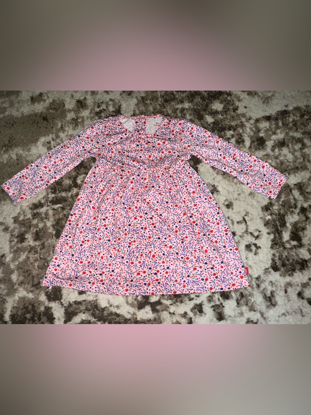 Magnetic Me Pink Floral Long Sleeve Dress with Red and Purple Accents
